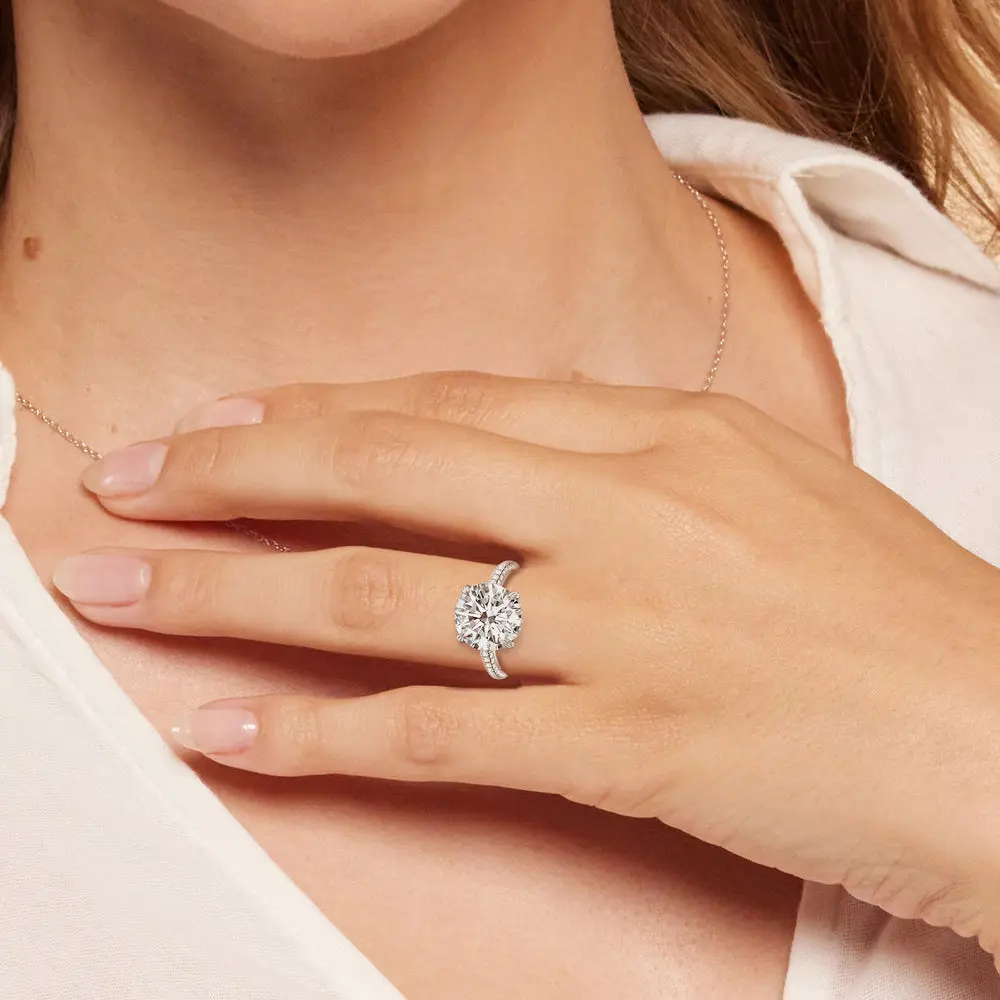 elegance diamond hidden halo engagement ring