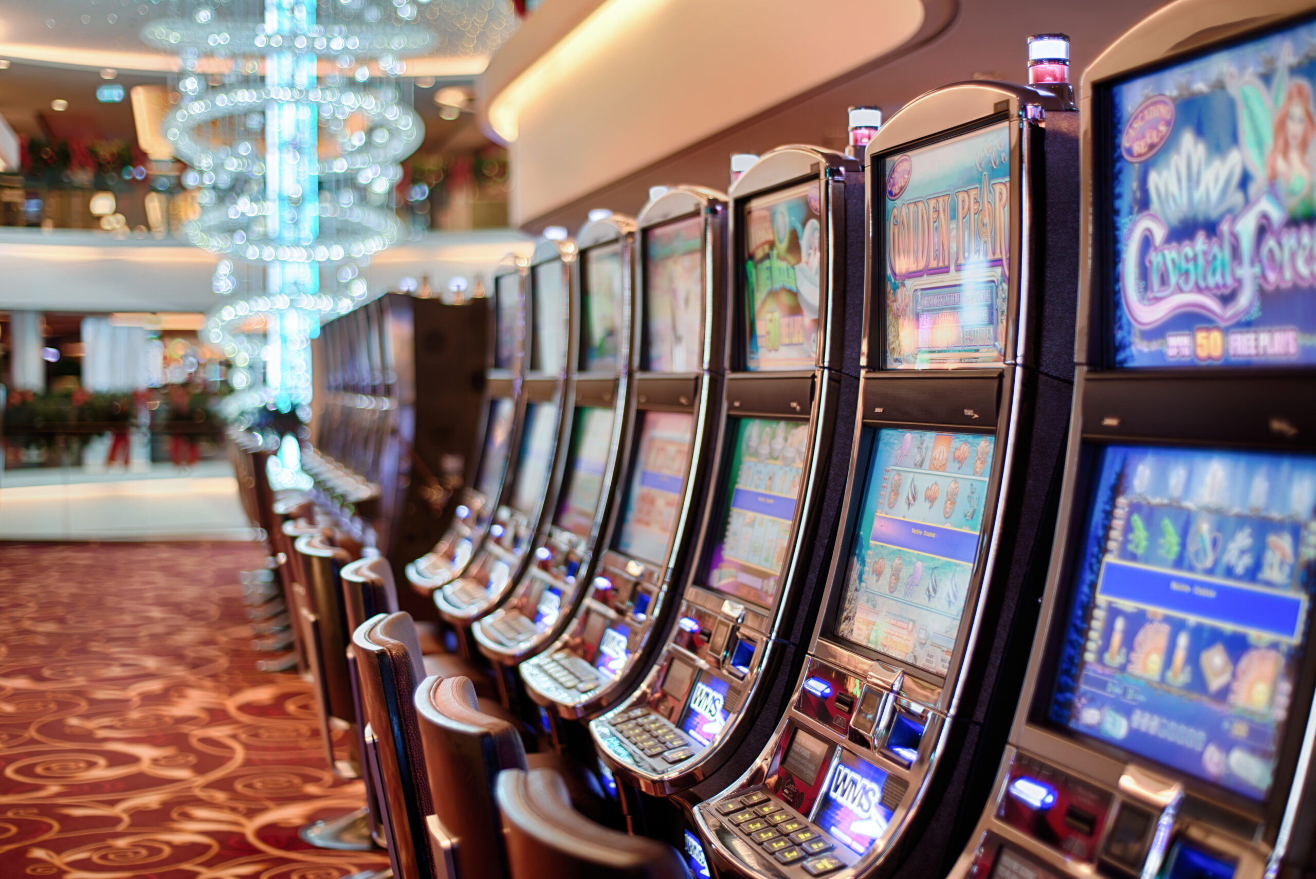 Row Of Empty Slot Machines In Hotel Casino