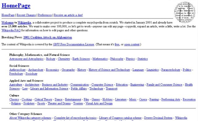 2001 Wikipedia